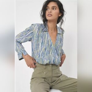 Anthropologie Pilcro Tisha Surplice Blouse, VGUC, Size XS